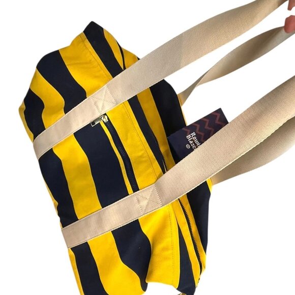 NEW!! Rowing Blazers Target Rugby Stripe Preppy Weekender Yellow Blue Duffel Bag - Picture 10 of 16